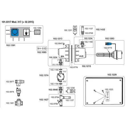 Patura circulating heating system with 93/85 W pump - Model 317