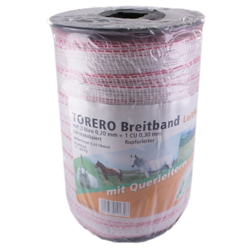 10233 Weidezaunband Breitband weiß-rot - 10mm / 200m