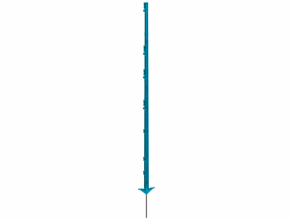 5x Vollkunststoffpfahl mit Stahlspitze 156cm Doppeltritt, PETROL