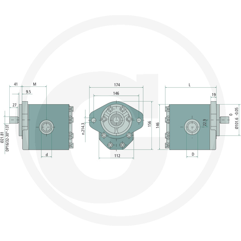 Gr-3 Pumpe 50cc Rechts SAE-B Z=13 IG-BSP