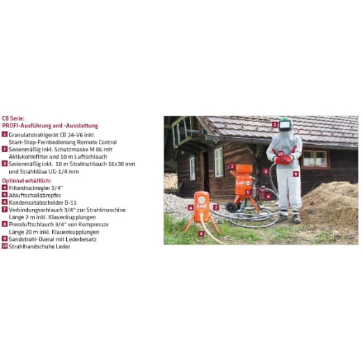 CB 24-V2 sandblasting unit with 16x30mm / 10m hose, M01