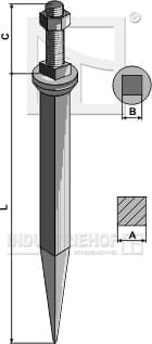 BL28255 Ackereggenzinken aus Borstahl mit Vierkantansatz - Vergütet