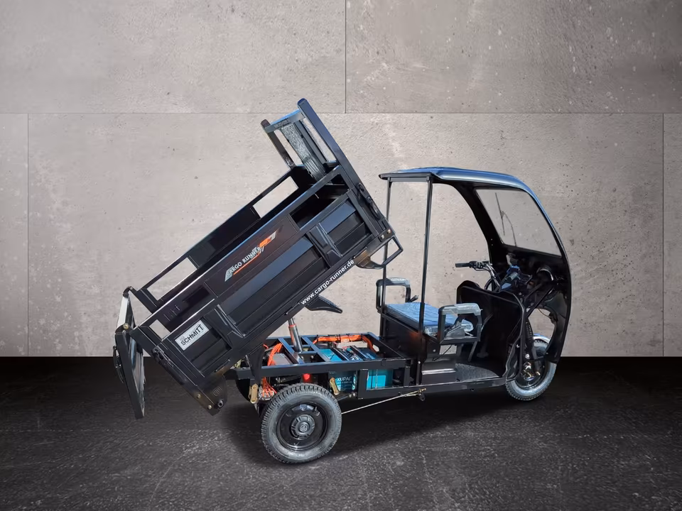 Cargo Runner Heavy Duty – Benne basculante hydraulique avec toit | 38 km/h | Charge utile de 300 kg
