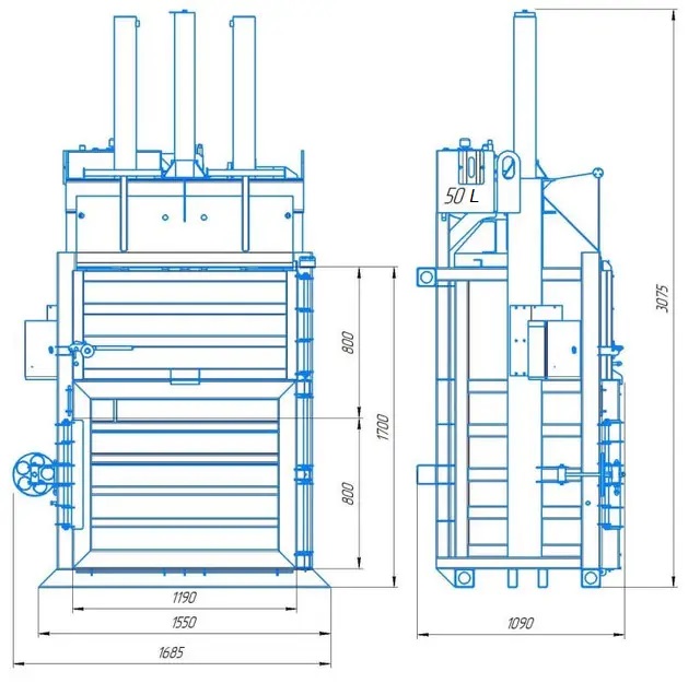 Altpapierpresse / Kartonpresse / Folienpresse 28 Tonnen - 400V / 5,5kW