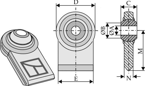 BL24983 Typ 3 Kugelgelenk Unterlenker - zum Anschweißen