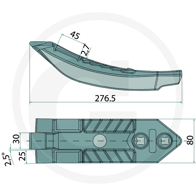 Pointe de coupe en carbure ENDURANCE, 277 mm - compatible avec Kuhn Cultimer, CultiML, Performer