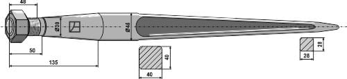 Schwerlastzinken Manitou 1100mm / M28x1,5