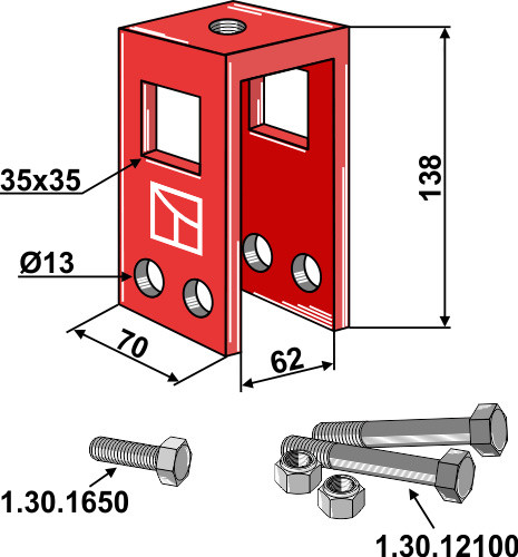 Halter komplett 60x60 für Spurlockererzinken