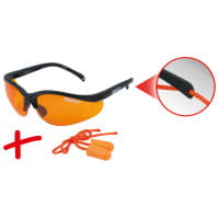 Schutzbrille orange - mit Ohrstöpsel