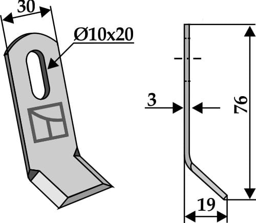 Y- Messer 76mm - passend zu Fischer