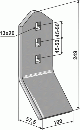 Verschleißteil 249mm - passend zu Väderstad 415872-1 / 419999-1 - Bednar KM060136