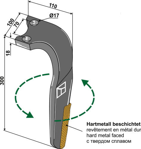 Kreiseleggenzinken L hartmetallbeschichtet - passend zu Rabe 8411.62.08 - 8411.62.09