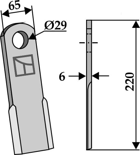 Gerades Messer 220x65mm - passend zu Ugeløse UG4230