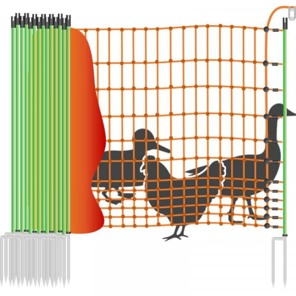 Geflügelzaun / Laufenten Zaun - 25m / 2 Spitzen / 112cm