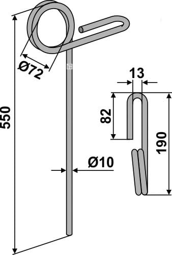 Striegelzinken - passend zu Kverneland KW111099031 / Kongskilde 71209026505 / Fraudge 100200