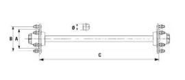 ADR Laufachse ungebremst - 10-Loch / 2000mm / M22 / 15.000kg