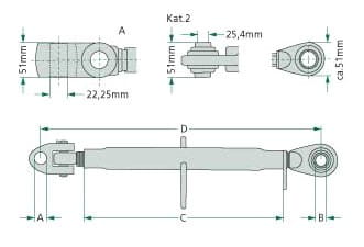 Oberlenker mechanisch - KAT 2 / 640-890mm / M30x3,5