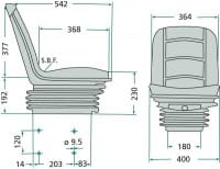Sitz kpl. - PVC / luftgefedert - 50 - 130kg