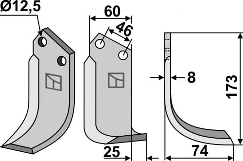 Fräsmesser 173x60mm rechts - passend zu B.C.S 48460