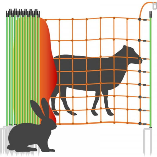 Schafnetz mit Wildverbissschutz - 50m / 2 Spitzen / 106cm