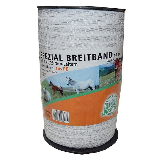 Herkules-Breitband 10mm 250m 4x0,25 Niro weiß