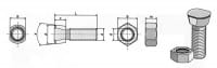 Scharschraube - 12.9 M12x1,75x40 mit Sechskantmutter