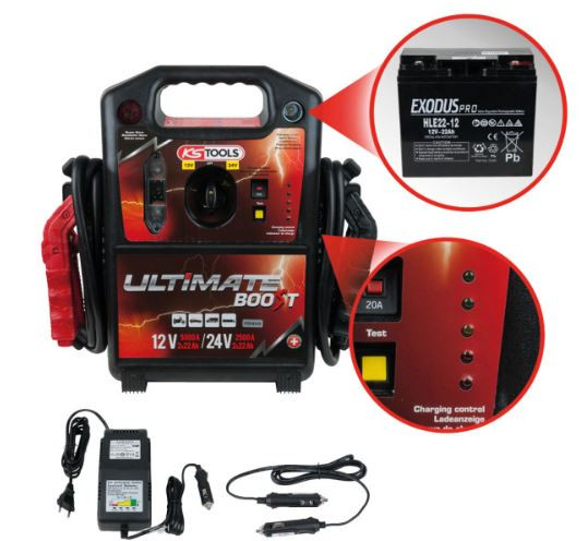 KS Tools 12 V + 24 V Batterie-Booster, mobiles Starthilfegerät 1700 A