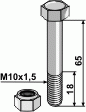Schraube mit Sicherungsmutter M10x85-10.9 für Bomford