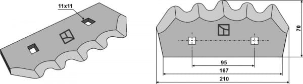 Futtermischwagenmesser 210mm - passend zu Marmix