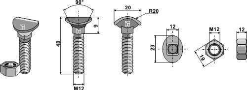 Planetschraube - M12x48 - 8.8 - passend zu Rabe 8007.30.02 / Marsk Stig 90075001