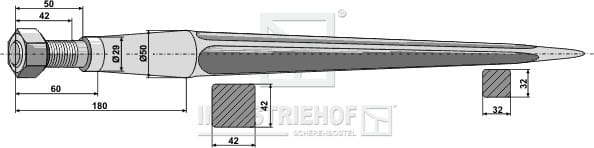 Schwerlastzinken 820mm / M28x1,5