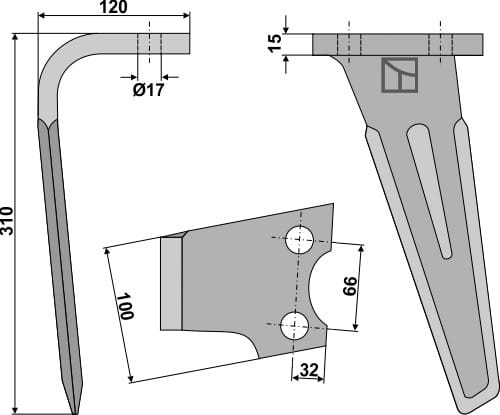 Kreiseleggenzinken 310mm links - passend zu Schmotzer / Seima