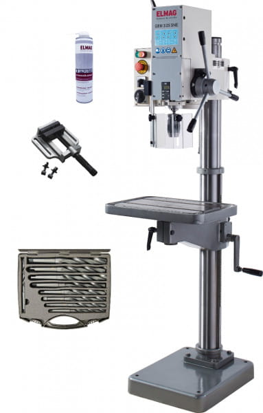 Elmag Getriebe Säulenbohrmaschine Set - 400V / 900,650W / Bohrleistung Stahl 25mm