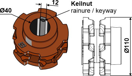 Nusskettenrad Ø110mm - passend zu Mengele