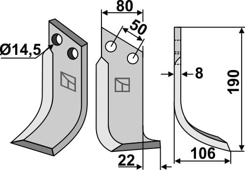 Fräsmesser 190x80mm rechts - passend zu Meritano