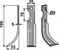 Fräsmesser 190x35mm links - passend zu Fischgräbe