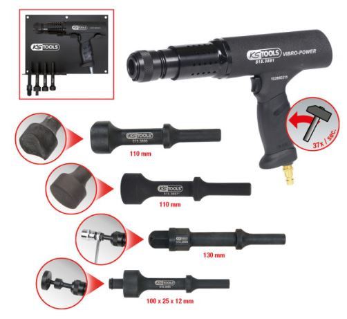 KS Tools Vibro-Impact Druckluft-Meißelhammer-Satz, 6-tlg