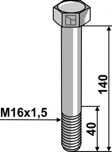 Sechskantschraube mit Feingewinde - M16x1,5x140 8.8 - 51-1015