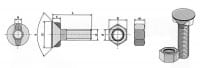 Pflugschraube DIN 11014 - 8.8 M14 x 2 x 60 mit Sechskantmutter